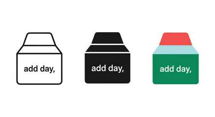 Add day icon representing time scheduling and daytime entry symbol line silhouette and color style