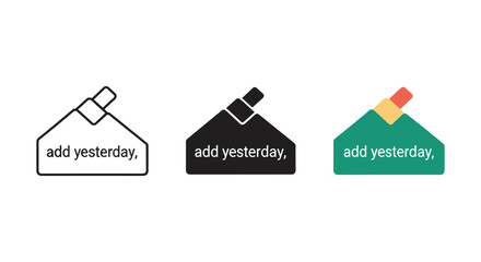 Add yesterday message vector icon set showing inputting historical data or past event logging
