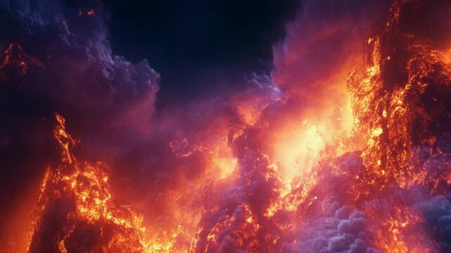 Cosmic nebula creating fiery abstract cloud explosion