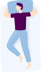 Person sleeping good on bed top view