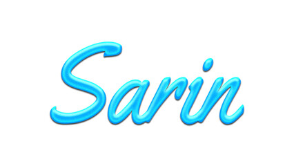 Glowing blue effect of name Sarin on white background.