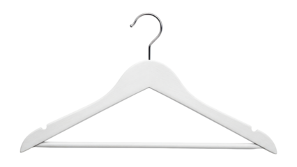 White clothes hanger detailed view isolated on transparent background