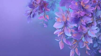 Vibrant purple and blue leaves with a soft gradient background, perfect for a mystical or dreamy aesthetic in digital art and design