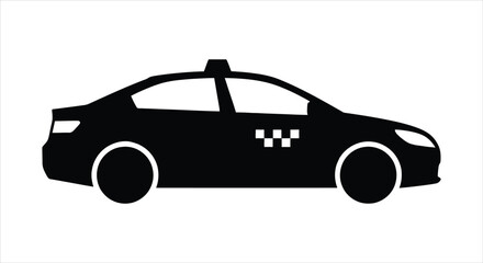 Black Silhouette of a Taxi Cab on a White Background © Sunnn