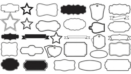 Obraz premium Vector Shapes Collection – Labels and Stars for Creative Design