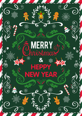 Festive Christmas Greeting Card With Holiday Elements