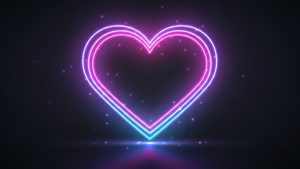 Fototapeta premium Vibrant neon heart shape glowing in the dark