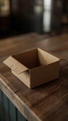 Empty cardboard box on the table