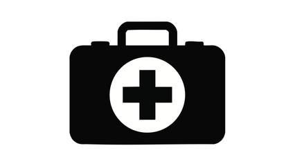 Fototapeta premium Black and white first aid kit icon isolated on transparent background