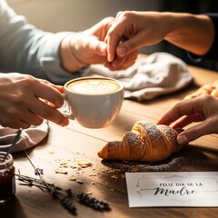 Square Hands Sharing Mother&rsquo;s Day Breakfast &mdash; Cozy Morning Social Post
