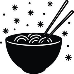 Noodle Bowl with Snowflakes Vector