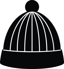 Pom-Pom Knitted Beanie Silhouette