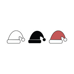Ultimate Simple Santa Claus and Hat Icon Set: Outline, Silhouette, and Color Vector Graphics