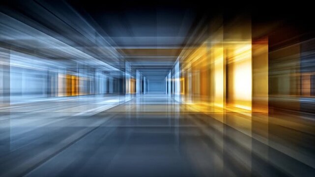 Abstract interior perspective with geometric shapes and gradient colors