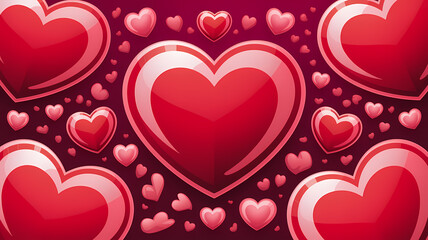 glossy red heart pattern background for valentine love design