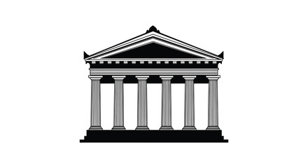 Obraz premium Classical architectural structure with prominent columns and triangular pediment presented as a silhouette