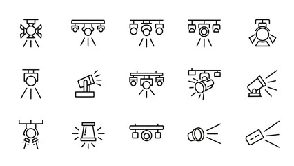 Fototapeta premium Collection of spotlight icons in a clean line art style.