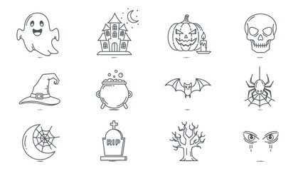 Fototapeta premium Halloween Doodle Icons Collection for Spooky Celebrations.