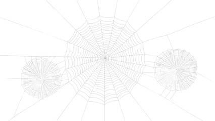 Obraz premium Abstract monochrome illustration of an automobile silhouette creatively formed from intricate spiderwebs on a clean white background.