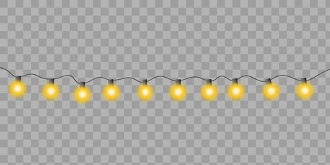 A festive illustration of warm glowing string lights for celebration and decoration