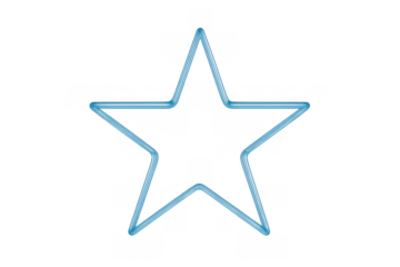 Blue neon star light glowing outline shining with a modern geometric shape design on transparent background