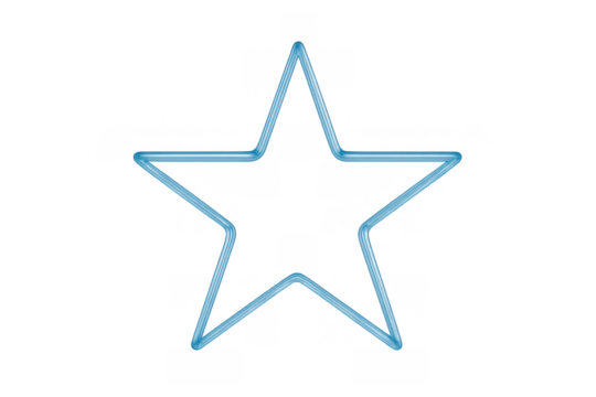 Blue neon star light glowing outline shining with a modern geometric shape design on transparent background - Powered by Adobe