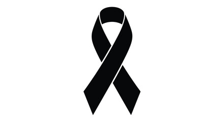 A stark black ribbon design a powerful symbol of remembrance and support presented as a silhouette