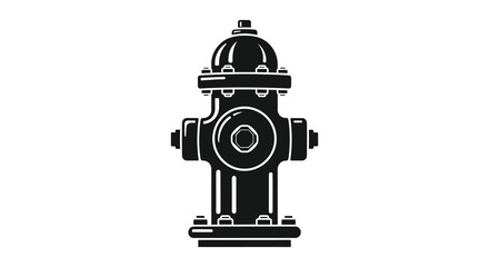 A stark black and white depiction of a classic fire hydrant design presented as a silhouette