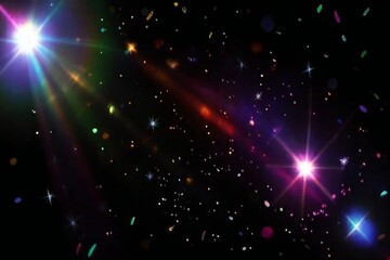 colorful vector lenses and light flares with transparent effects. Iridescent crystal leak glare reflection effect. Optical rainbow lights, glare, leak, streak overlay.