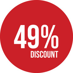 49% discount icon vector red circle with white text