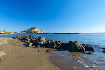 The sandy beach of  Bacoli, a small town in the province of Naples, Italy.