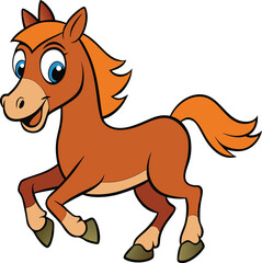 Cute Playful Cartoon Horse for Children