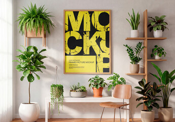 Framed Picture Mockup with Plants