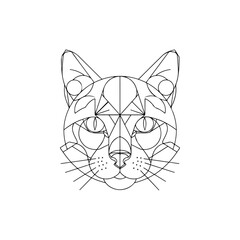Geometric Cat Head Line Art Illustration.
