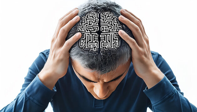 Il cervello umano &egrave; rappresentato come un labirinto complesso senza via d'uscita dai pensieri che ci ossessionano, The human brain is as a complex maze with no exit from the thoughts that obsess us