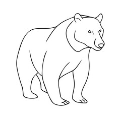 Majestic bear outline illustration, wildlife concept, woodland animal, coloring book style, artistic creation, detailed design, cartoon wildlife