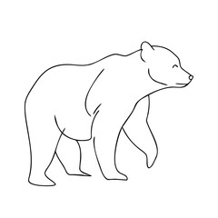 Simple contour drawing of walking bear silhouette on white background vector stock image with black line design of animal
