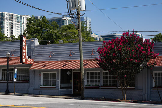 Exterior of the Historic Mary Mac's Tea Room on July 8, 2025 in Atlanta, Georgia