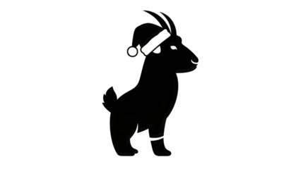 Goat wearing Santa hat and boots isolated on a transparent background