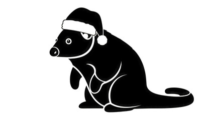 Obraz premium Kangaroo wearing Santa hat isolated on a transparent background