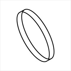 Oval circle icon. Elliptical orbit line arrow symbol. Oval circumference sign. Vector illustration isolated on a white background.