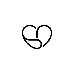 Minimalist Heart and Swirl Combination Abstract Symbol Illustration