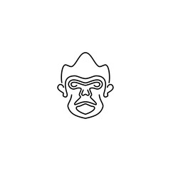 Stylized Gorilla Head Line Drawing Vector Illustration on White