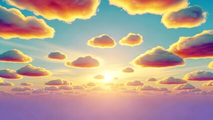 Cartoon Sunset Clouds Colorful Sky Background