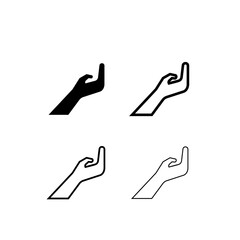 Four Styles of Beckoning Hand Gesture Icon Illustrations