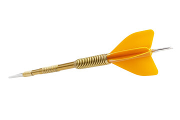 A single yellow dart with gold barrel against white background