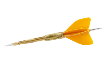A single yellow dart with gold barrel against white background