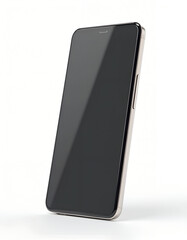 Naklejka premium Minimalist smartphone mockup on white — black glass, silver frame, vertical hero product shot for app UI, landing page & marketing