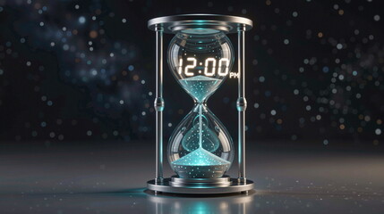 Zegar i klepsydra to narzędzie umożliwiające mierzenia czasu. A godzina 12:00 PM dnia 31 grudnia jest przełomowym momentem w roku. Nowy Rok.