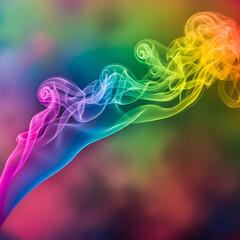 Obraz premium Vibrant rainbow smoke swirling dynamically in colorful gradient background